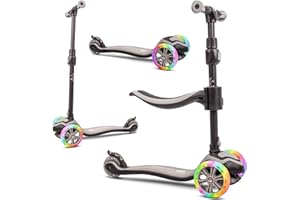 Sun Baby Monopattino per bambini 3 anni, Triciclo Scooter 3 Ruote Luminose a LED, regolabile in altezza, Children's Scooter