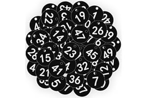 OFFCUP Gravierte Nummernschilder, 50 Stück Nummerierte Tags, Kunststoff Nummernschilder, Schlüsselanhänger Bienenstock-Etiketten mit Loch Viehbestand ID-Tags (Schwarz Nummer 1-50)