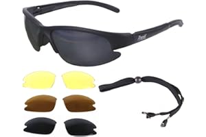 Rapid Eyewear NIMBUS BLACK RC MODELGLASSES: Polarised Sunglasses with Interchangeable Lenses. Also for Driving, Sports & Leisure Use. Night Lenses Included
