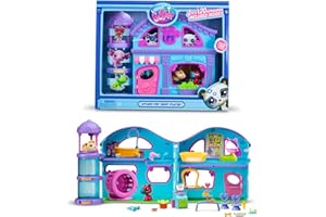 BANDAI Littlest Pet Shop - La Grande Maison des Pet Shop - Coffret de Jeu avec 2 Pet Shop Inclus et + 20 Accessoires - Mini-Figurines Animaux à Collectionner - Jouet Enfant 4 Ans et + - BF00575