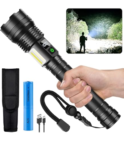 ASORT Lampe De Poche LED Rechargeable, 5 Modes D'éclairage