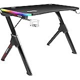 Mars Gaming MGDRGB, Mesa Gaming RGB, Soporte Cascos + Botella, 110x60cm, Negro