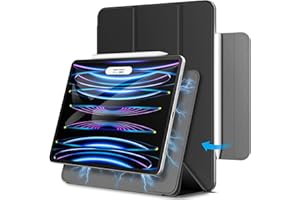 JETech Coque Magnétique pour iPad Pro 11 Pouces Tous Modèles et iPad Air 5/4 10,9 Pouces, pour la Charge de Pencil 2, Attachement Magnétique, Housse Étui Réveil/Veille Automatique (Noir)