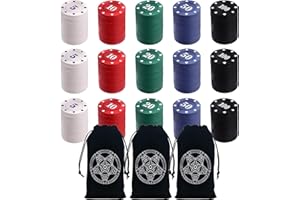 ZOWUBNK 300PCS Poker Chips,Poker Set,Denomination Poker Chips Set with Black Velvet Pouch Bag,Plastic Learning Counters Disks and Learning Math Counting Chips,Game Night Party Supplies
