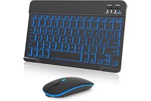 Nsyee Set tastiera e Mouse Wireless, Tastiera Bluetooth Universale Retroilluminata Portatile Ultrasottile Ricaricabile, per iPad/Tablet/PC/iOS/Android/Windows/Samsung, Layout Italiano, Nero