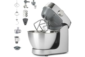 ‎KENWOOD Kenwood Prospero+ KHC29A.R0SI Küchenmaschine, 4,3 L Edelstahlschüssel, inkl. 10-teiligem Zubehör-Set mit Fleischwolf, Glas-Mixer, Zitruspresse, Entsafter und mehr, inkl. EasyWeigh Waage, 1000W, Silber