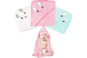 cozczyeqco 3Pcs Toalla Bebe Recien Nacido Capa De Baño 80x80cm Toalla De Baño con Capucha para Bebé, Toalla De Baño De Bambú Orgánico Lavable A Máquina, Toallas De Baño para Niños (E)