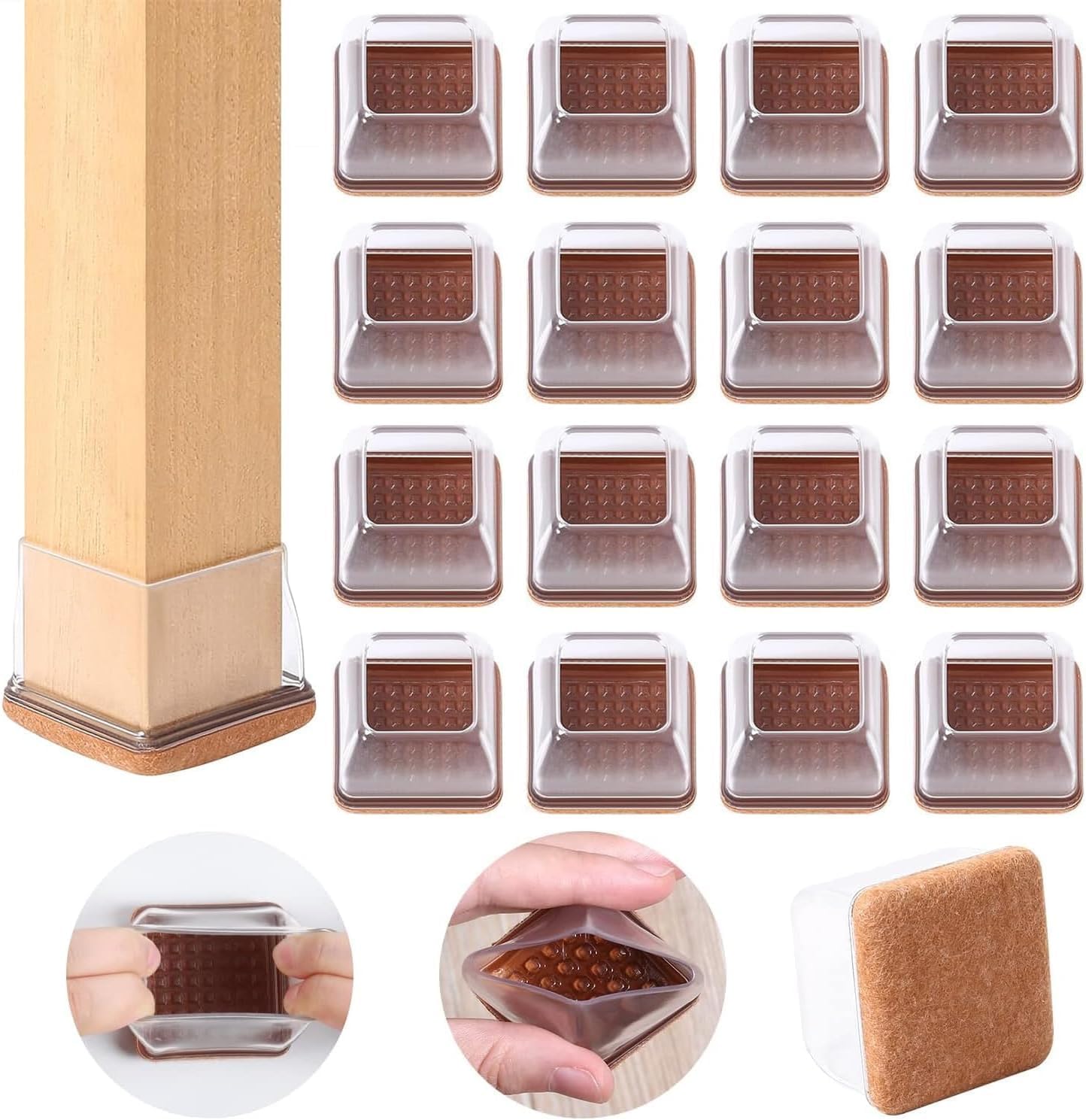 Protectores de Suelo para Patas de Silla 28-37mm, 16 Tapas de Silicona pequeñas para Patas de Silla con Fieltro, Fundas de protección para Patas de Silla de Silicona, Protectores para Patas de Silla