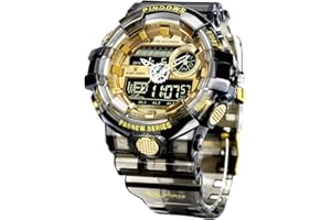 PINDOWS Watch for Men, 50M Waterproof Analog Digital Watches Watch Outdoor Sports Electronic Watch Date Multi-Function LED Alarm Stopwatch.