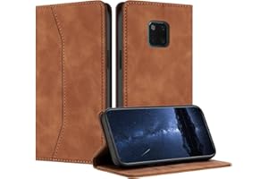 Mo-Beauty Hülle Kompatibel mit Huawei Mate 20 Pro, Handyhülle Huawei Mate 20 Pro, PU Leder Flip Klappbare Stoßfest Schutzhülle Magnet Kartenfach Ledertasche Klapphülle für Huawei Mate 20 Pro(Khaki)