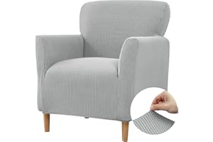 Niuoppy Armchair Covers Banquet Slipcovers, Stretch Arm Chair Covers, Single Armchair Slipcovers Anti-slip, Thicked Armchair Cover for 1 Seat Sofa Armchair Protector (Light Grey)