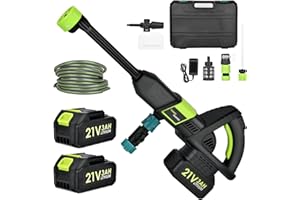 BILIVRY Cordless Pressure Washer | 28 Bar/406 PSI Battery-Powered Jet Washer with 2 Batteries, 6-in-1 Nozzle, Foam Pot & 16FT Hose | Portable Power Washer for Car Washing & Patio Cleaning
