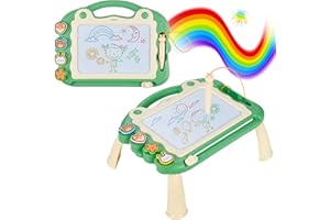 Eucomir Magnetic Drawing Board, 23x30CM, Magna Doodle Board Kids for Girls Boy Gifts,4 Color Erasable Drawing Board for Toddlers with 4Magnetic Stamps and 1Stylus,Kids Educational Toys,Green