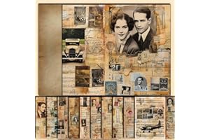 ‎ARUIEYS Scrapbook Vintage Style gemustertes dekoratives Papier Journaling Supplies für die Herstellung von Junk Magazine dekorative Karten Album Hintergründe Stempel (T11-10 Stück, 14X20CM)