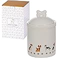 SPOTTED DOG GIFT COMPANY Ceramic Storage Jar with Lid, Cute Kitchen Canister Pet Food Container, Treat Jar, Animal Themed Kitchen Decor, Gifts for Dog Lovers, 1L