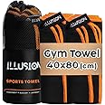 illusion Small Microfibre Gym Towel for Active Sports (40x80cm) - Lightweight Quick Dry Towel - Ideal for Cardio, Cycling, Strength Training, Yoga, and Running, Perfect for Athletes Training Outdoors
