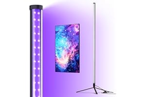 Barrina LED UV Light for Parties, T10 Vertical Standing UV Blacklight Fixture, 42W, 385-400nm, 4FT/120cm Height with On/Off Switch and Tripod Floor Stand for Halloween, Fluorescent Poster Glow Party