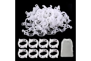 MEMOFYND 200 pinzas para plantas con 1 bolsa de almacenamiento, pinzas de soporte para plantas trepadoras, pinzas de plástico para tomates, pepinos, rosas, etc. (blanco)