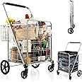 CARRELLO SPESA CON 6 Ruote-Carrello Portaspesa Pieghevole Carrello Porta Spes... EUR 90,99