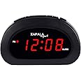 ZAPALA Expert LED Digital Alarm Clock, Desk Bedside Clock with Snooze Function, Battery Backup and Mains Powered (Black)