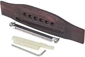 Yibuy Lot de 6 cordes pour guitare acoustique Chevalet et écrous de selle en palissandre et tige réglable
