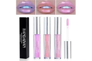 Lishang 3 Colori Set Labello Glitter Rossetto Lunga Durata Rossetto Glitter Lucidalabbra Brillantini Glitterato Liquido Lip Gloss Diamante Metallica Lucida Labbra per Donne Ragazza Trucco Regalo