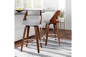 ALFORDSON Bar Stools Set of 2, Thick Padded Barstools Linen, Wooden Kitchen Chair with Backrest and Footrest, for Dining Room Pub Bar Countertop, Eden Series, Linen, Light Grey
