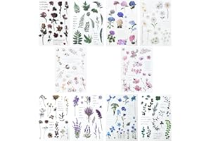 REEKNOKOL Lot de 160 autocollants transparents en forme de fleur (10 feuilles) pour scrapbooking, fabrication de cartes, ordinateur portable, loisirs créatifs et bouteilles