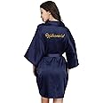 EPLAZA Women One Size Bride Bridesmaid Robes with Gold Glitter Party