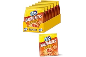 ‎TUC TUC Baked Bites Paprika 6 x 110g I Salzgebäck Großpackung I Cracker mit Paprika-Geschmack I TUC Mini-Cracker