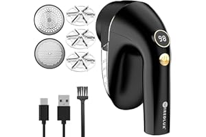 Electric Lint Remover WiredLux, Rechargeable Bobble Remover for Clothes, 2 Adaptable Mesh Covers, LED Display, USB Charging, Fabric Shaver Debobbler with Dual Protection, Accessories Included