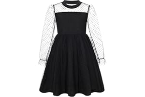 Dancinova Abiti per Ragazze Abito da Ragazza per Feste Festive Abito da Principessa a Maniche Lunghe Abito per Bambini 6-12 Anni