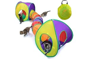 BAGUUARAY Lot de 3 Tunnels pour Chat - Jouet Tunnel Pliable pour Chatons, Chiots, Lapins - pour l'intérieur et l'extérieur - Coloré