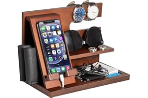 ALIVEBYTE Vatertagsgeschenk für Papa, Geschenke für Männer, Holz Telefon Dockingstation, Papa Geschenk Vatertag, Nachttisch Organizer, Männer Geschenk Geburtstag, Geschenke für Papa Ehemann, Männergeschenke