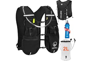 ONETOALL Löparväst kvinnor med vattenflaska 500 ml/blåsa 2 l, 6 L reflekterande vätskeryggsäck, lätt funktionell för trailrun