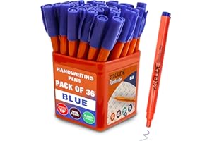 Eziglide Handwriting Pen Classpack Blue, Pen Pot of 36 Hand Writing Pens, hard-wearing polyacetal tip to give smooth effortless writing for both right and left handed