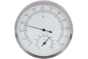 ATYHAO Stainless Steel Temperature Gauge,Thermometer Hygrometer,2 in 1 Steam Room Sauna Thermometer Indoor,Indicator for Sauna Steam Room,Bathroom Accessories
