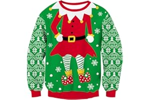 Loveternal Xmas Jumper Kids Girls Christmas Jumper Boys Sweatshirt Long Sleeve Tops Crew Neck Pullover Hoodies Casual Ugly Sweater Age 7-14 Years Gifts for Children