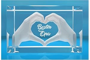 VIP-LASER 3D Glas Kristall mit Gravur I Herz aus Zwei Händen mit Text: Bester Opa I Geschenk zum Geburtstag, Weihnachten