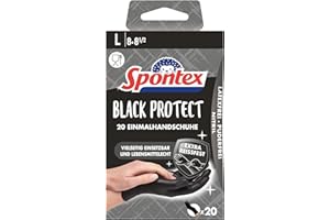 Spontex Black Protect, 20 guantes desechables de nitrilo, especialmente resistentes y duraderos, sin látex y sin polvo, talla L (1 x 20 unidades)