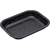 MasterClass Vitreous Enamel Roasting Tin, Induction Safe 1mm Steel with Scratch Resistant Coating, Small (27 x 21 x 4cm), Bla