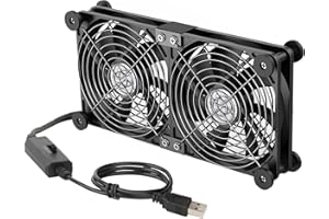 ELUTENG USB Lüfter 140mm 5V 2 in 1 mit 3 Einstellbare Geschwindigkeiten, Doppelt USB Computer Ventilator 140mm PC Lüfter 14mm mit 8 Stoßdämpfenden Füßen für PS5 PS4/Laptop/TV Box/Router