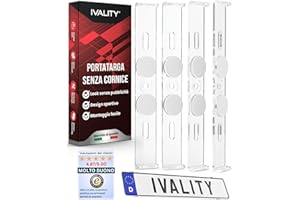 IVALITY® Portatarga senza cornice, supporto invisibile per targa auto, portatarga senza telaio, Per targhe italiane, trasparente