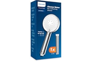 Philips Alcachofa de ducha con filtro, elimina eficazmente el cloro y otras partículas grandes, tres modos de pulverización, diseño de mejora de presión, capacidad de filtrado de 1 mes
