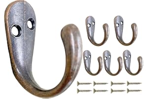 Mokife Gancho Perchero Vintage, 6 Piezas Ganchos Multiusos Resistentes Percheros Individual para Puertas Abrigos Toallas Tazas Llaves Cortinas, Cobre