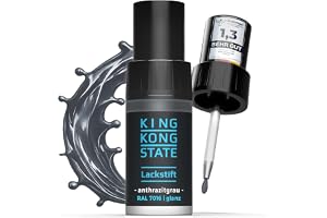 King Kong State lackpenna RAL7016 glänsande – 1 lager lack i antracitgrå för att förbättra stenskott och repor utomhus och på bilen (GLANZ)