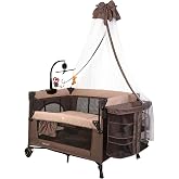 Holmer Coolstyle Premium Cibinlikli D&ouml;nenceli Anne Yanı Oyun Parkı Beşik 70x110cm (Kahverengi)