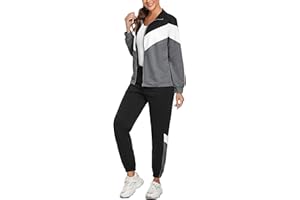 Marvmys Tuta Donna Completa Sportiva Set Leggero Maniche lunghe Colore Contrasto Autunno Invernale Sportivi