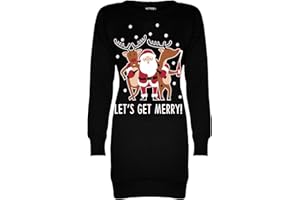 Fashion Star Xmas Womens Two Reindeer Dress Sweatshirt Top