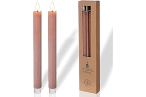 ‎COMFORDER COMFORDER Echtwachs LED Kerzen mit flackernder Flamme (2er Set), elektrische Stabkerzen mit Timerfunktion, (Mauve)